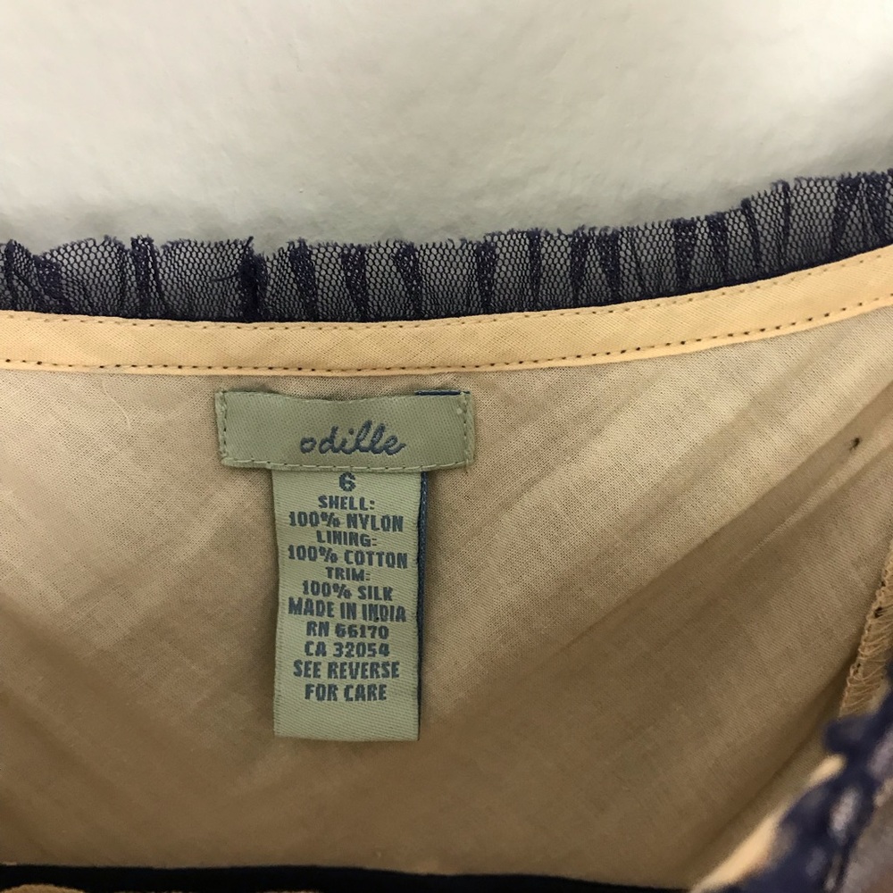 Odille Anthropologie 6 Dress Blue Mesh Embroidered - Picture 7 of 8